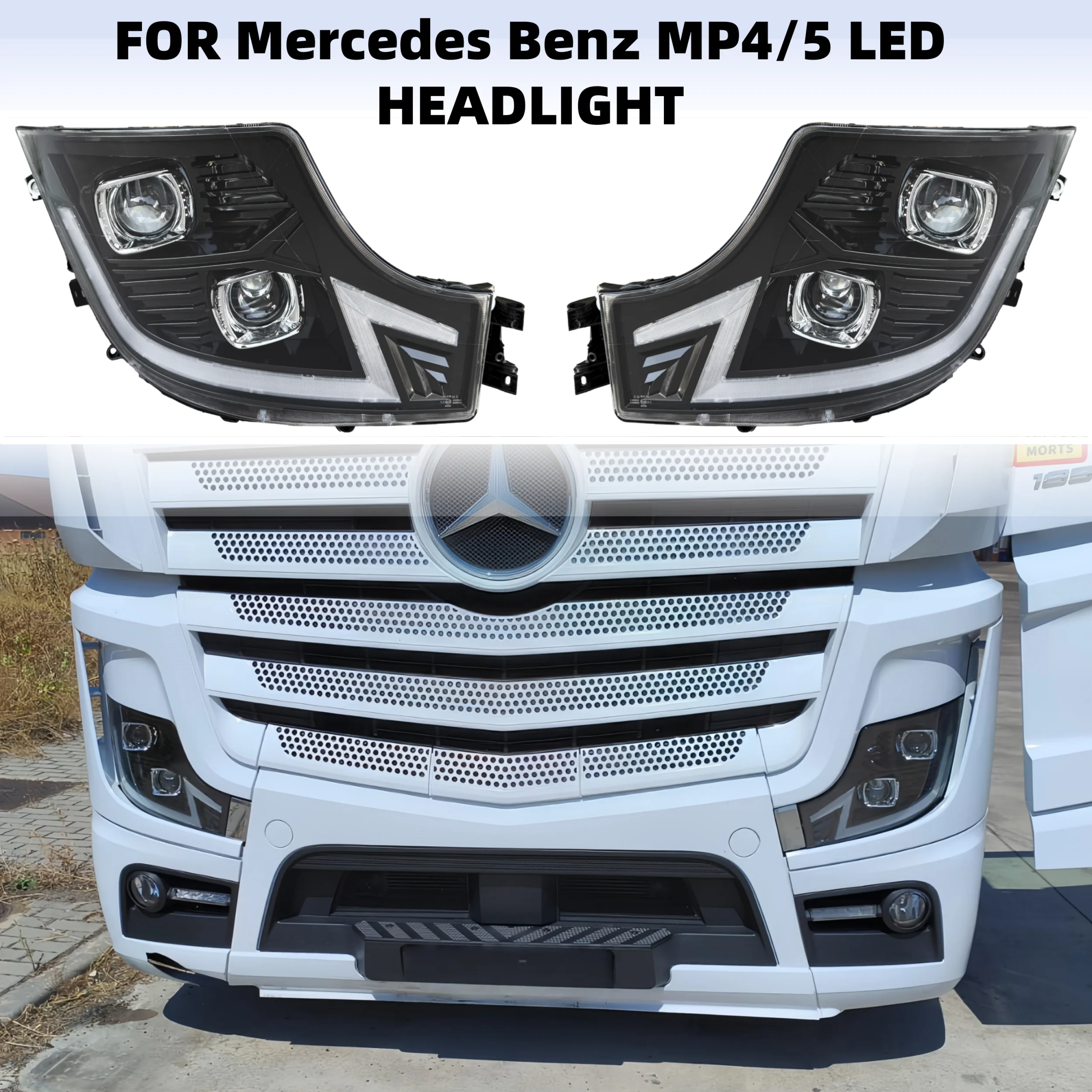 1PCS 24V Projector LED headlight Compatible With Mercedes-Benz ACTROS MP4 MP5 EURO TRUCK with Daytime Running Light