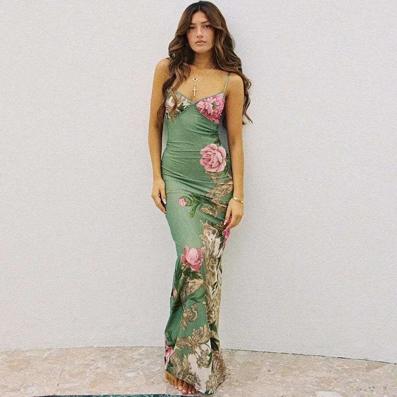 

Women's Elegant Dresses Women's Long Dresses Summer Vacation Style Temperament Slim Printing Design Sling Dresses For Women Y2k