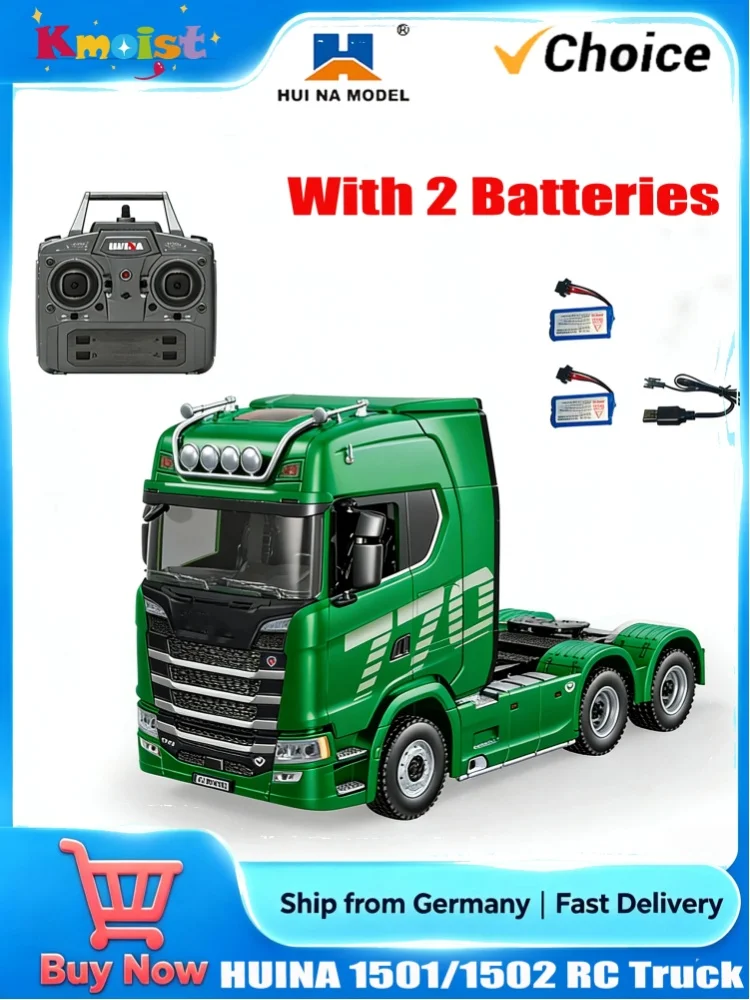 HUINA 1501 770S 1/18 19CH 2.4G RC Legierungs-Traktor-LKW Baustellenanhänger-LKW mit Licht und Ton Spielzeug für Jungen Erwachsene Geschenke Weihnachtsgeschenk Kinder Indoor Outdoor Spielzeug Versand