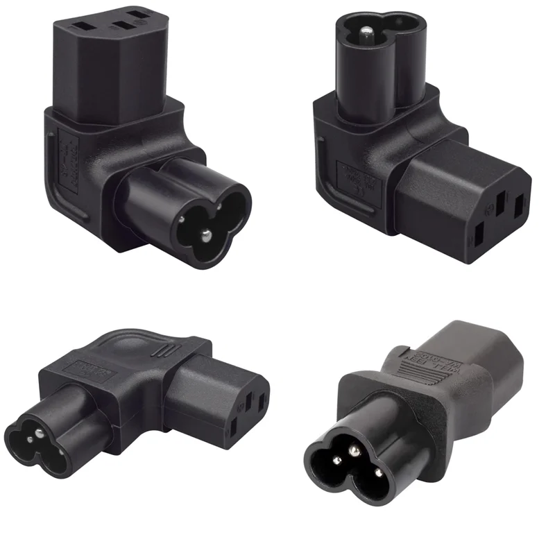 1PCS Black Straight Elbow IEC320 C6 Male to C13 Female Power Adapter Plug C6 Clover Leaf Plug PDU Cabinet Power Plug Converter