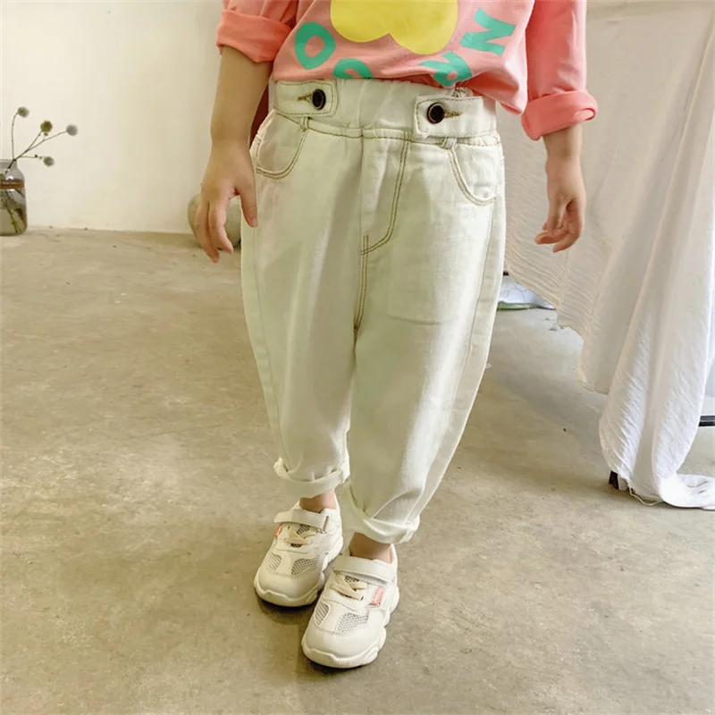 Girls Jean Pants Long Trousers Cotton 2024 White Spring Autumn Baby\'s Kids Pants Outdoor School Toddler Children\'s Clothing