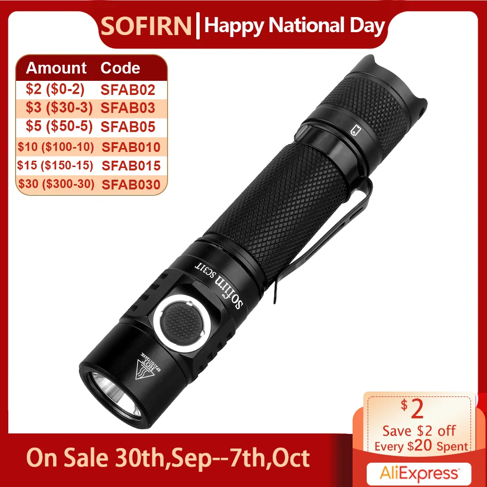 Sofirn SC31T SST40 torcia a LED 2000lm ricaricabile 18650 torce USB C potente torcia lanterna da esterno per caccia/pesce