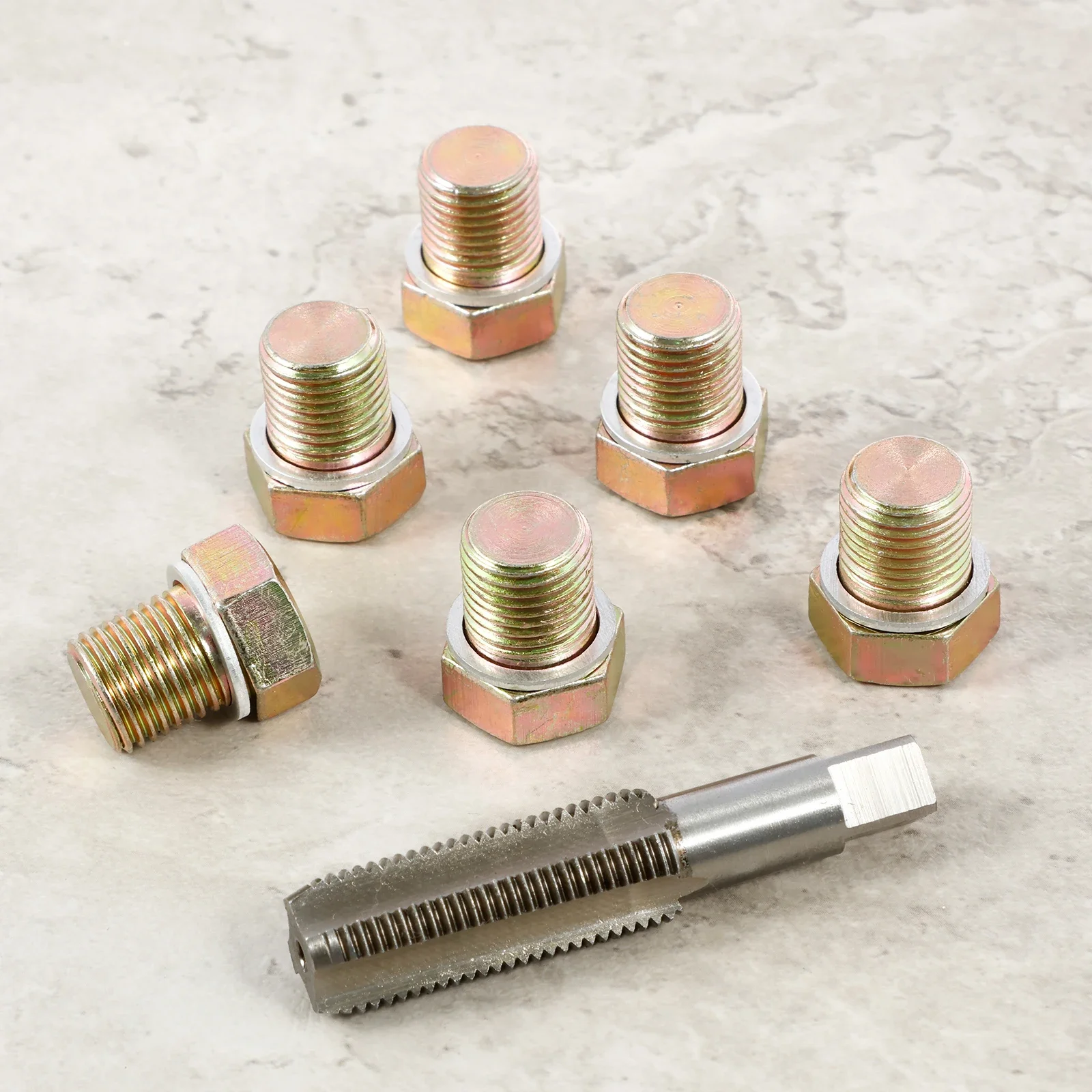 M15 x 1.5MM Oil Drain Plug Tap Thread Repair Kit Portable Oil Pan Drain Plug Repair with Aluminum Gaskets for Cars Oil Pans