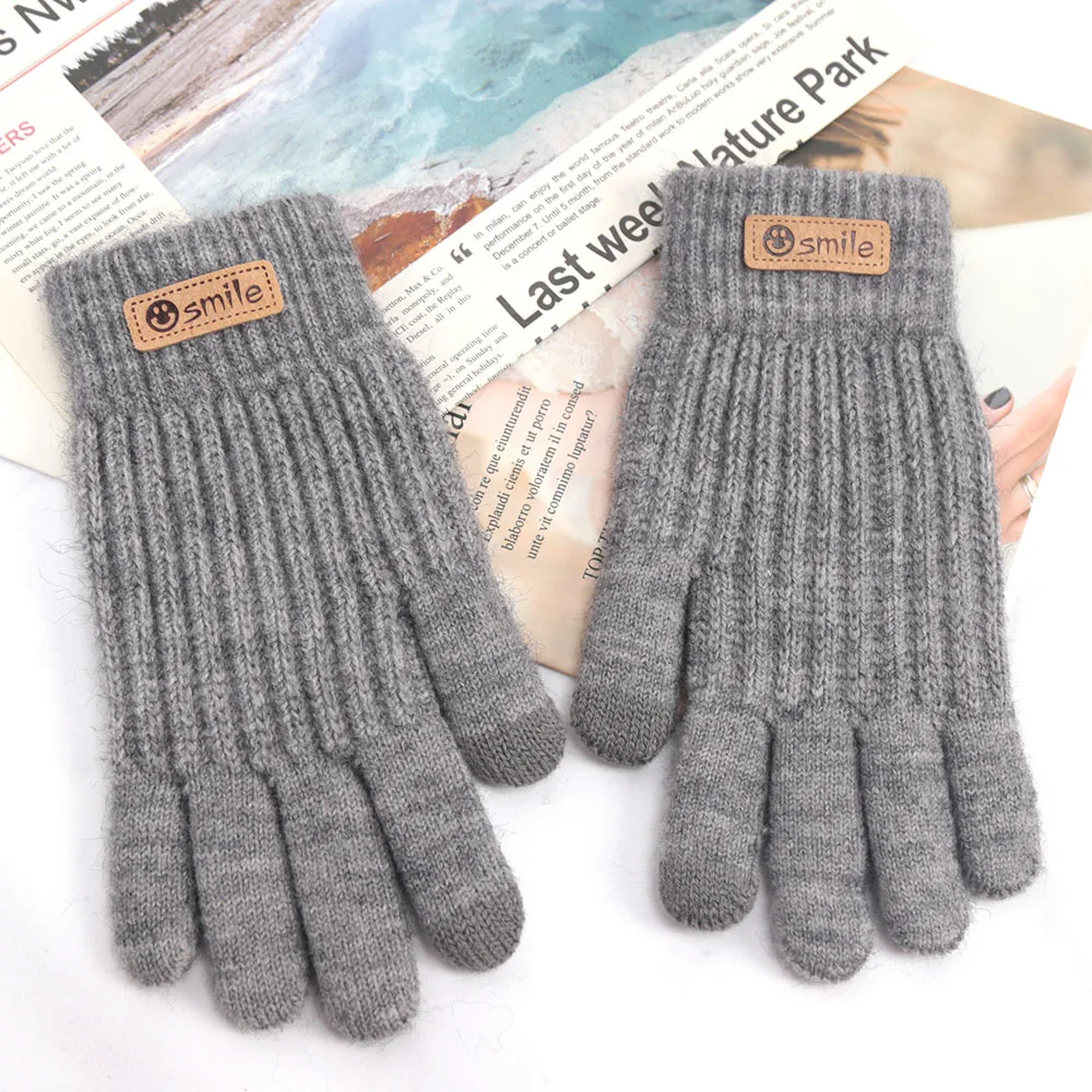 1Pair Winter Knitted Finger Touchscreen Gloves for Women and Men Wool Knit Wrist Cotton Warm Workout Fish Gloves