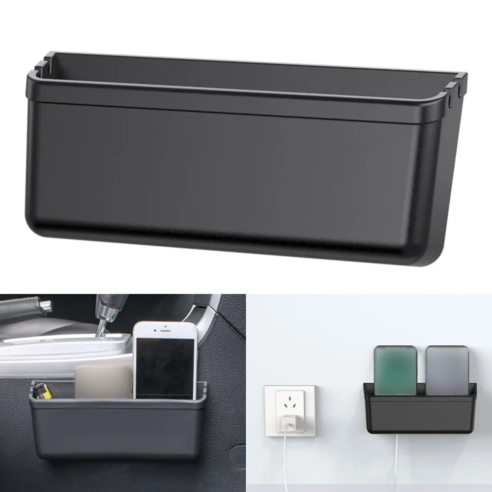 

Door Side Car Storage Box Organizer Holder with Charging Hole and Wire Clamps for Phones Glasses Cards Pens and Small Items