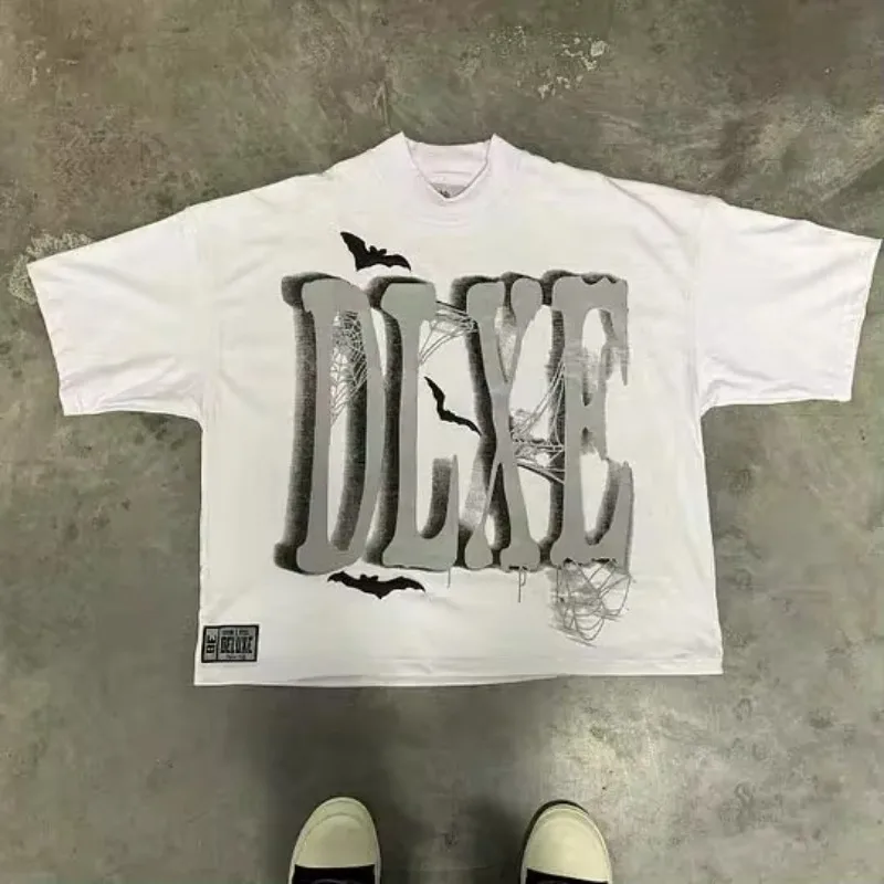 تي شيرت صيفي للرجال والنساء موديل 2026 مطبوع عليه حروف كرتونية تي شيرت Harajuku موضة برتقالية بأكمام قصيرة ملابس فضفاضة للزوجين Y2K #2