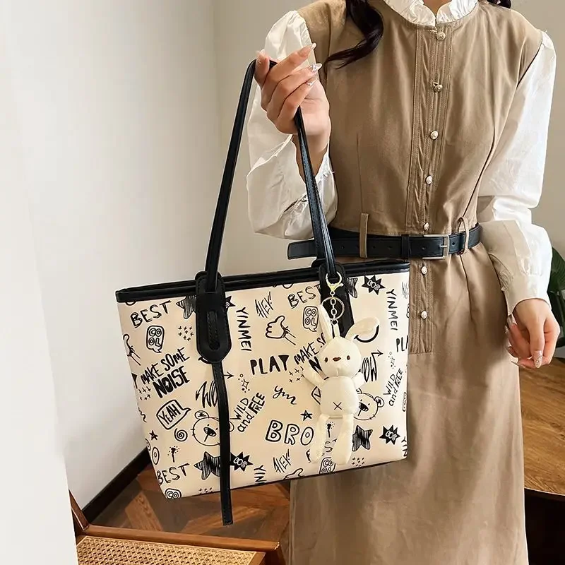 Korean Fashion Tote Bag for Women New Large Capacity Students Classes Commuter Shoulder Bags Casual Travel Women Bags Bolsa