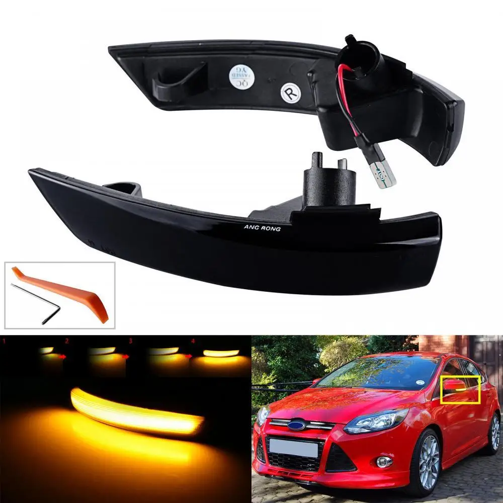 

2x Amber Dynamic LED Turn Signal Mirror Indicators Light For Ford Focus Mk2 Mk3