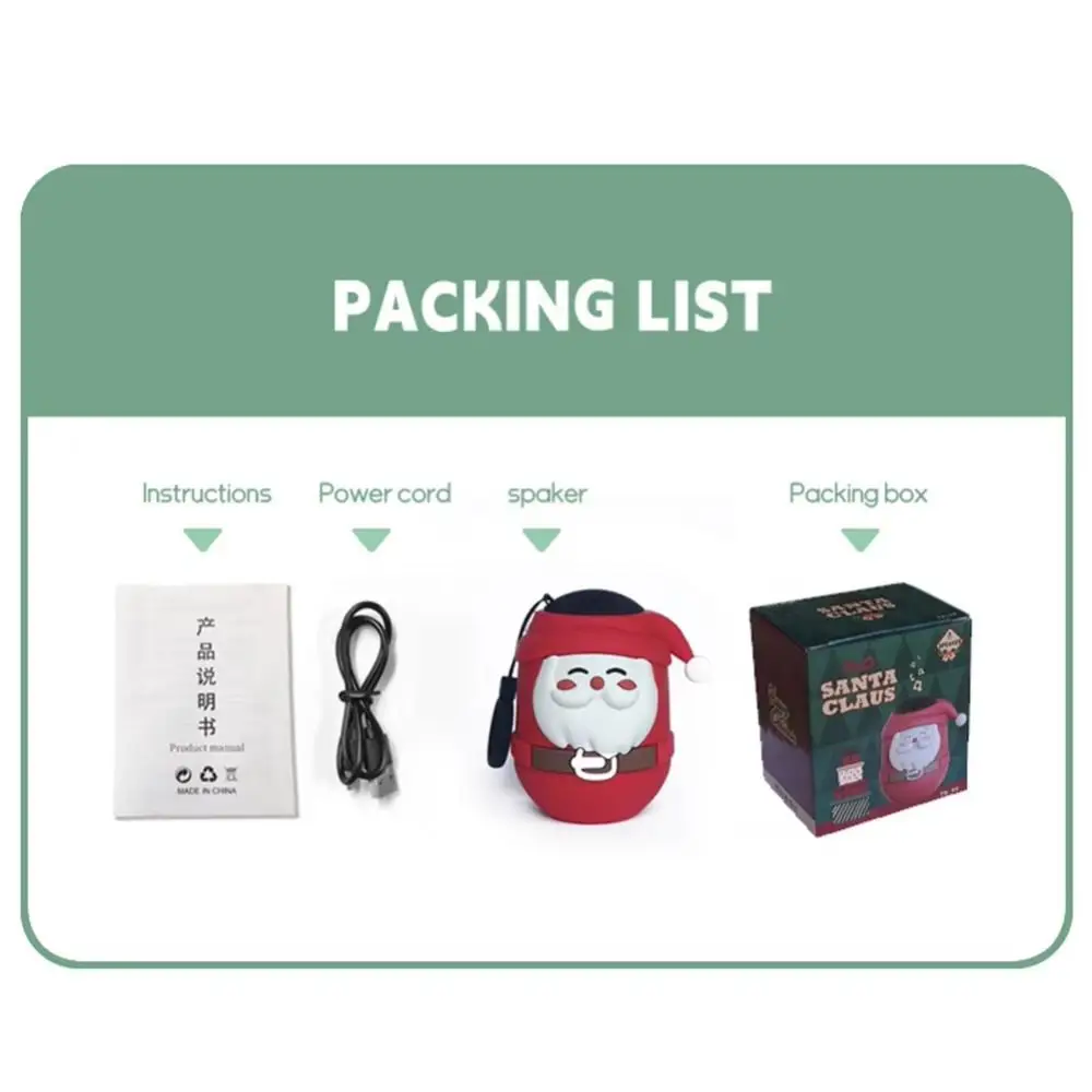 Głośnik Bluetooth Rich Bass Santa Claus, dźwięk HiFi, wodoodporny, świąteczny, przenośny, interfejs USB, głośnik bezprzewodowy