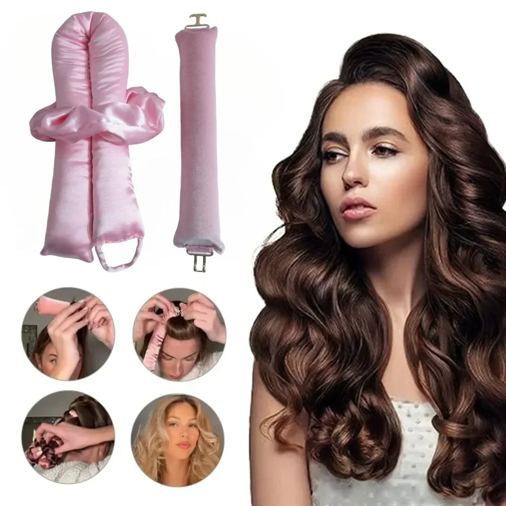 

Мягкие бигуди для волос, без нагрева, щипцы для завивки волос, повязка на голову, без нагрева, бигуди, ленивые кудри с крючком, гибкие стержни для сна, инструменты для укладки волос