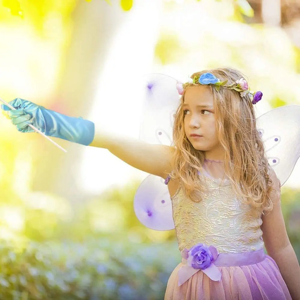 ชุดแต่งงานซาตินเลื่อมเด็กเด็กถุงมือยาวถุงมือเวทีเจ้าหญิงกระโปรงอุปกรณ์เสริม Full Finger Mittens