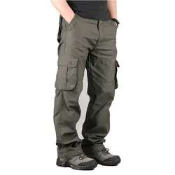 Pantaloni Cargo da uomo in cotone Casual Multi tasche pantaloni tattici militari capispalla maschili pantaloni dritti larghi pantaloni lunghi taglia 29-44