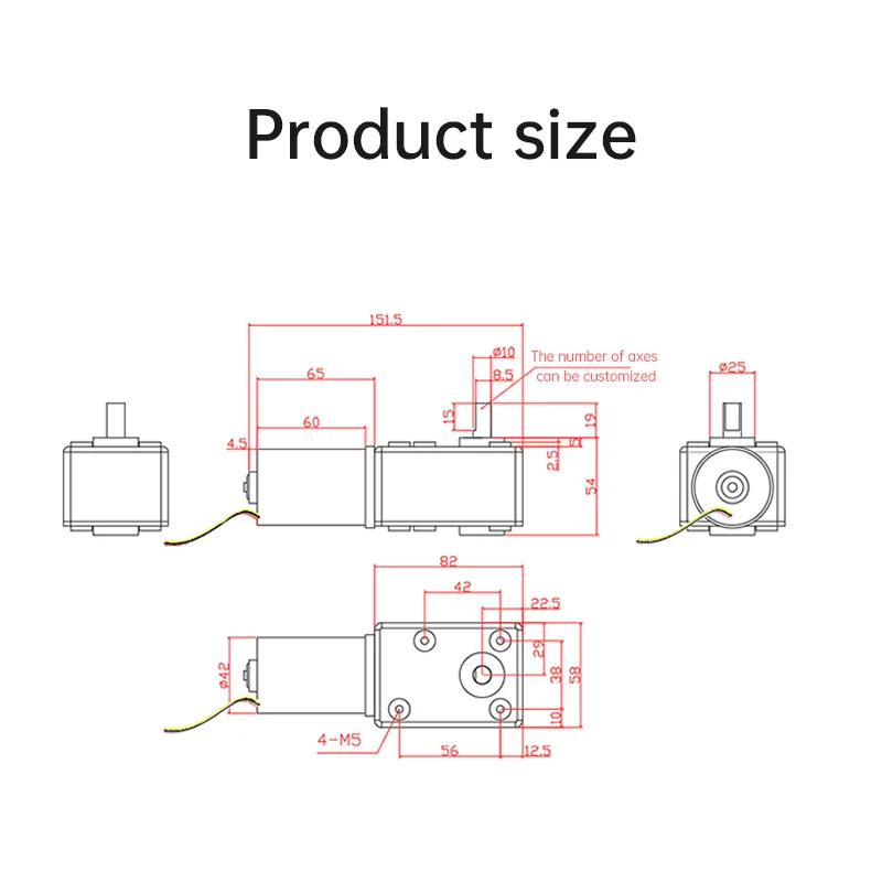 A5882-4260 Brushless DC Gear Motor Worm Gear 12V24V Forward And Reverse Adjustable Speed 14RPM~260RPM High Torque Micro Motor