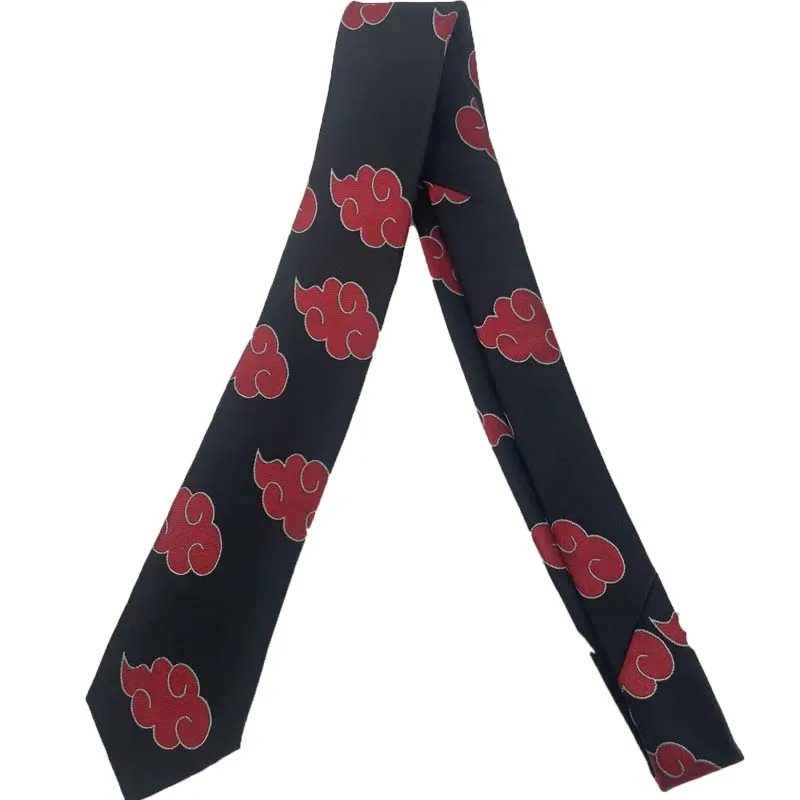 Anime Naruto Tie Necktie Akatsuki Neckcloth Uchiha Itachi Tie Halloween Party Accessories Cosplay Neckcloth Birthday Gift