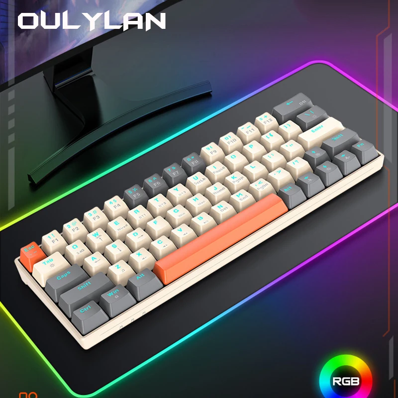 2024 New Colorful Glowing USB Wired Keyboards T16 Game Keyboard Iron Plate  Home Desktop Computer Accessories