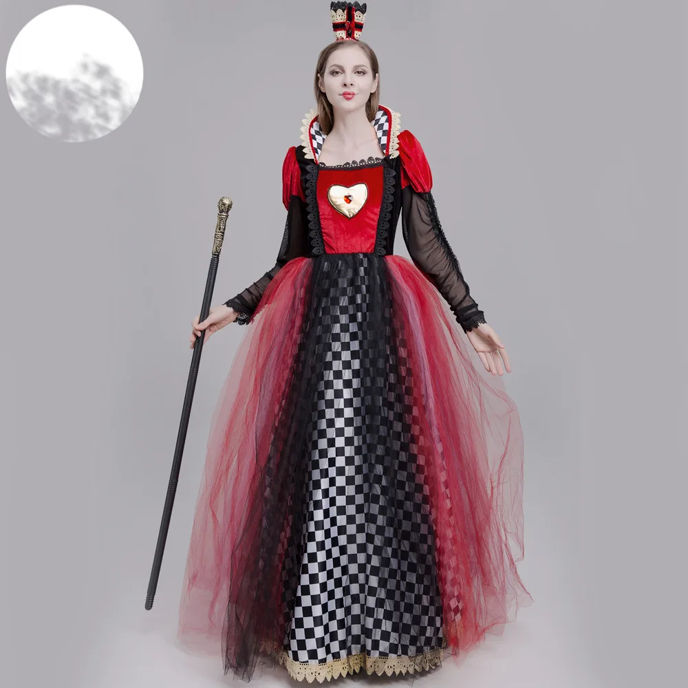 

Halloween Women Cosplay Costume Red Queen Dress Suits