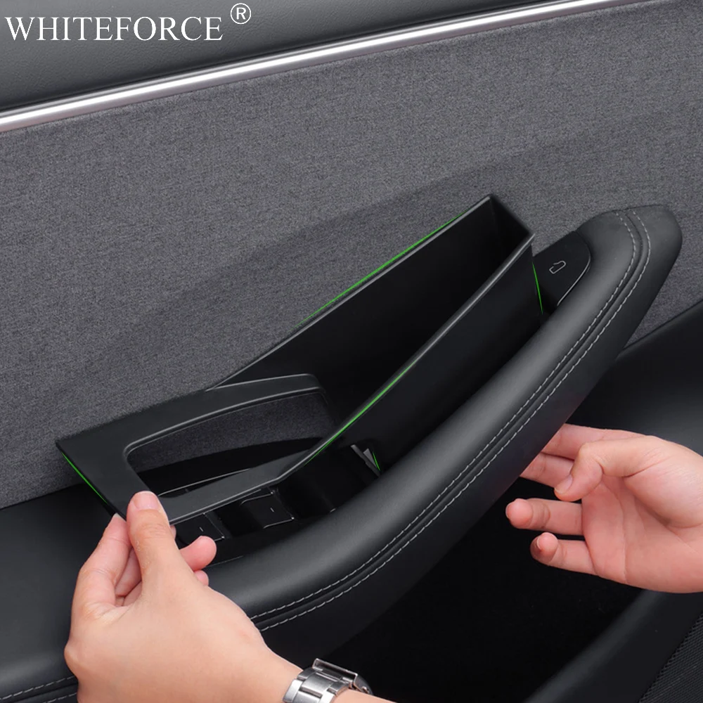 For Tesla Model 3/Y 2021-2024 Door Handle Storage Box Side Armrest Organizer Container Tray Four-door Inner Handle All-inclusive