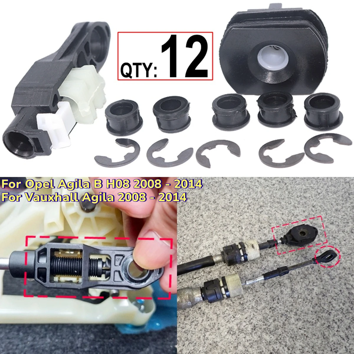12Pcs For Opel Vauxhall Agila 2008 2009-2014 Manual Gear Shift Cable Linkage Bushing Connector Lever Selector Rod Grommet Clip