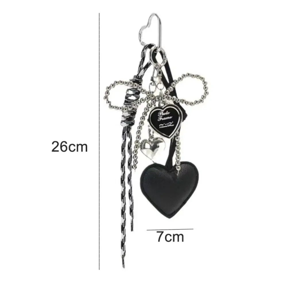 Luxury Charm Tassel Love Heart Pendant Creative Handmade Bowknot Keychain Cute Pearl Bow Keyring Bag Accessories