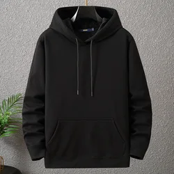 800G Heavy Weight Fashion Men's Hooded New Autumn/Winter Casual Thick Cotton Plus Size L-12XL Top Solid Color Hooded Sweatshir