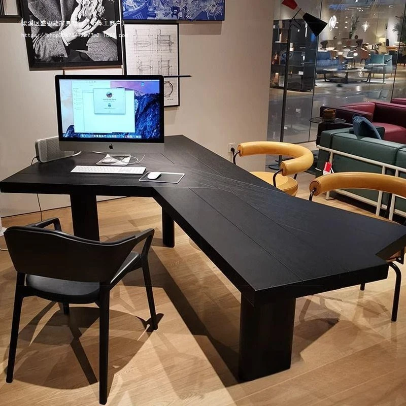 

Modern Office Computer Work Desk Writing Solid Wood Desk E-sports Special-shaped Designer Household