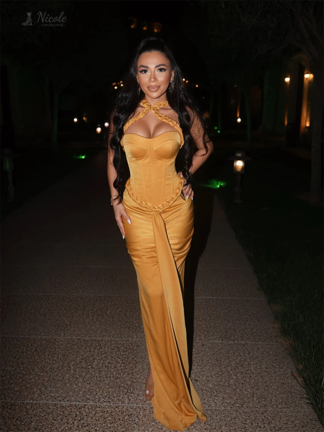 Nicole Custom Made Ball Gown Dress Fishtail Skirt Prom Dresses 2025 Luxury Women's Elegant Party Dress Rope Ribbon Robe Soiree