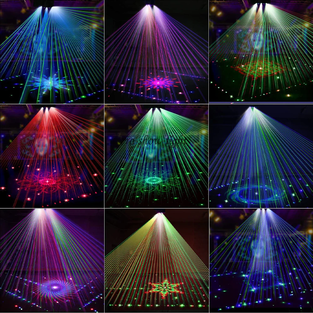 Imagem -04 - Disco Party Lights Dmx512 Led Projetor Laser Rgb Iluminação Som Ativado dj Luz do Palco Luz Lazer para Casamento Decoração de Casa