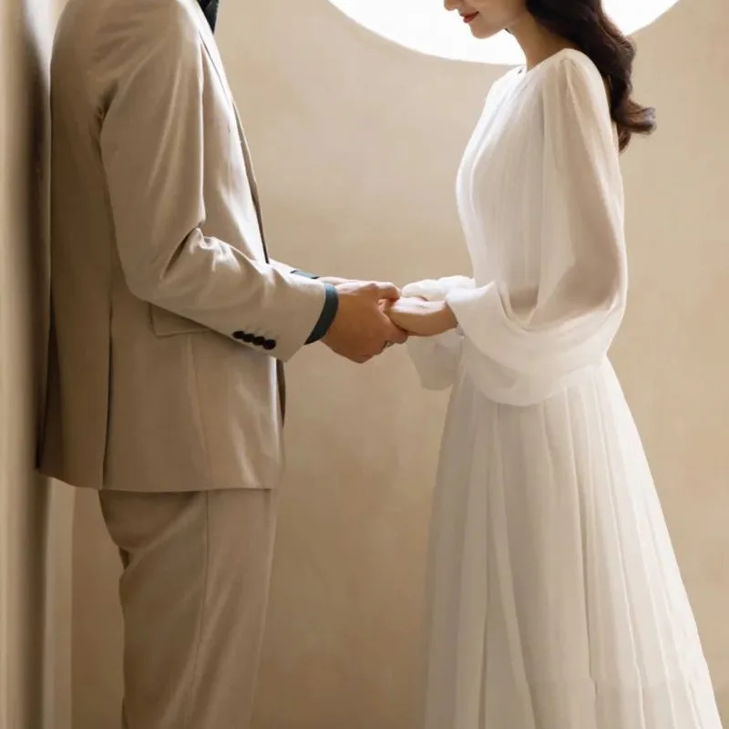 2025New حجاب ترحيب بسيط وأنيق للتنحيف موري ستايل سوبر فيري وايت ساتان للتصوير الفوتوغرافي للسفر