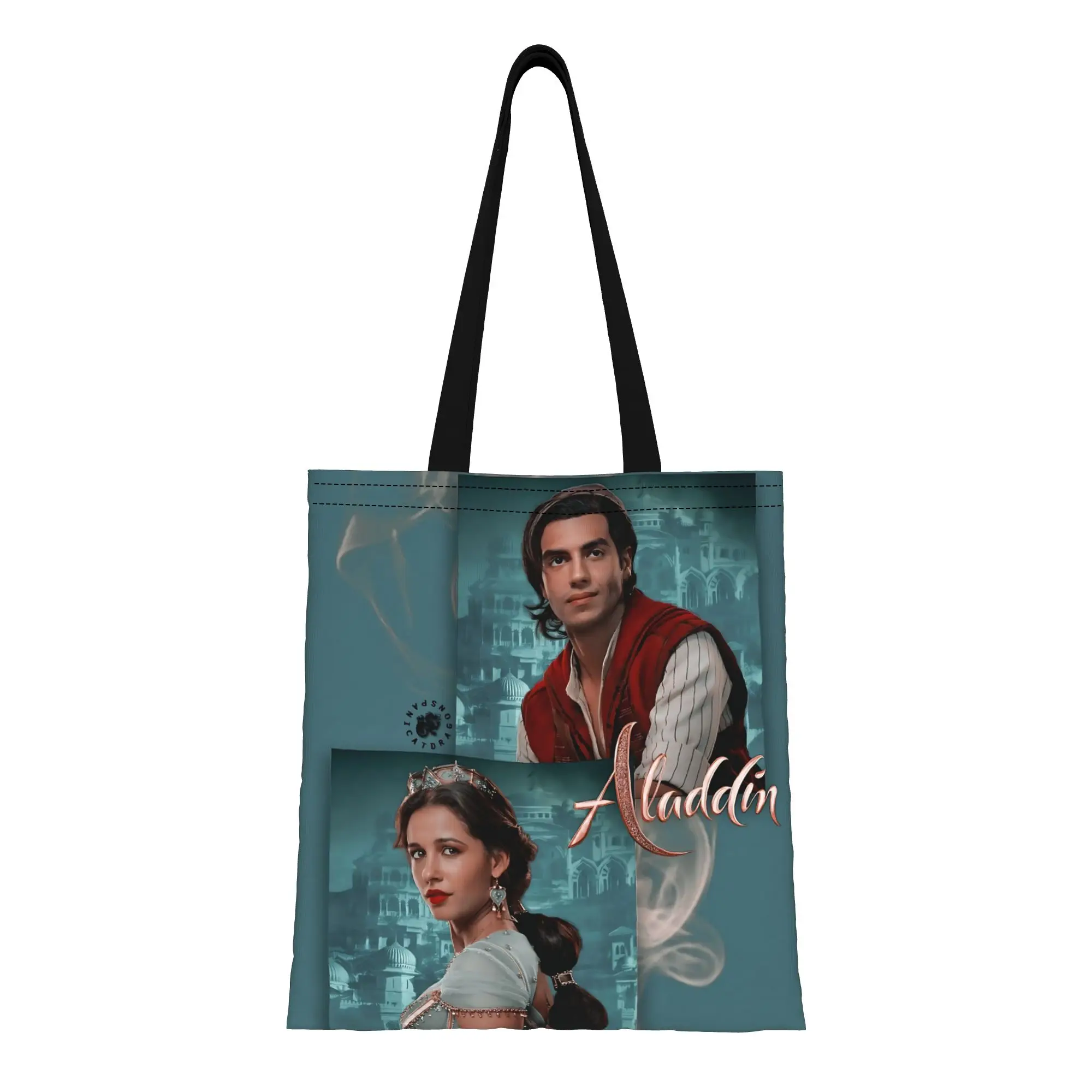 

1 шт., холщовая сумка-тоут с изображением принцессы Жасмин из мультфильмов Диснея, женская сумка через плечо, холщовая сумка-тоут на первый день учебы в школе