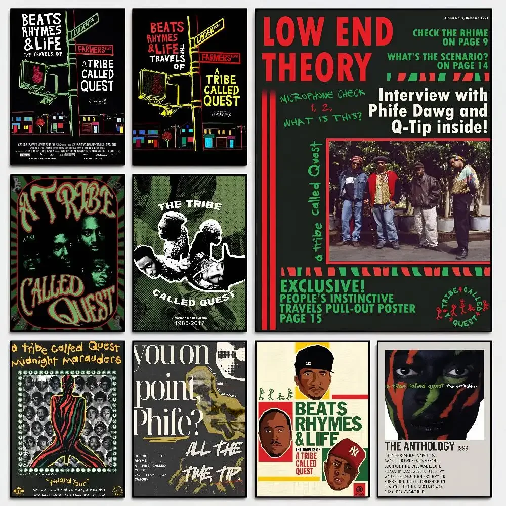 Classic Vintage A Tribe Called Quest Band Poster Self-adhesive Art Room Entrance Restaurant Wall Decor Art Painting