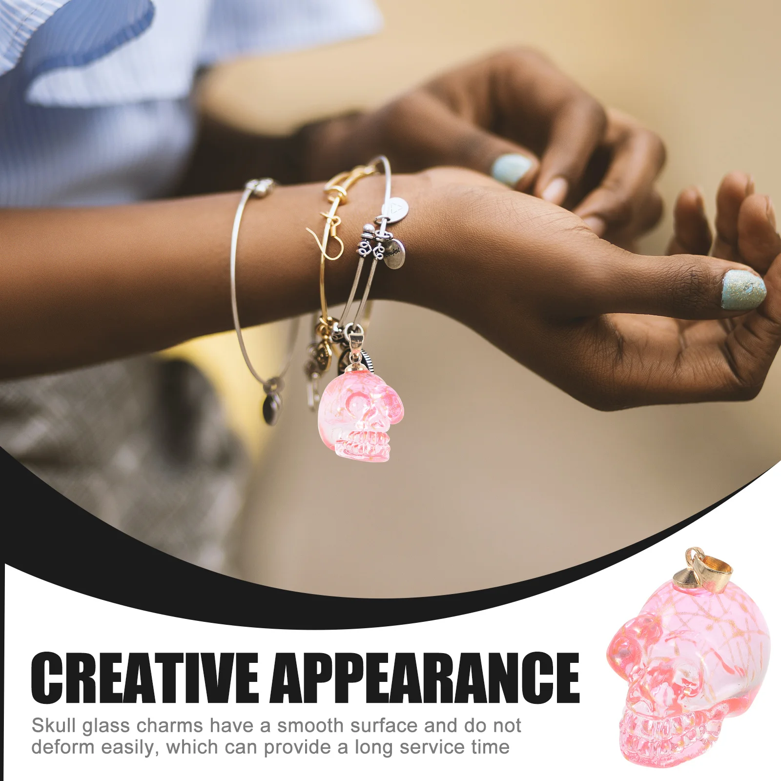 

Glass Skull Pendant Mini Skull Charm Lightweight Glass Jewelry Charms for Necklace Earrings Bracelets DIY Jewelry Making
