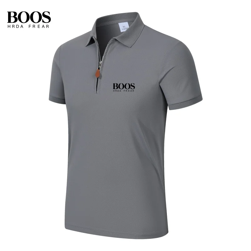 New men's high-quality embroidered logo half zipper short sleeved polo shirt, summer fashion casual breathable T-shirt top