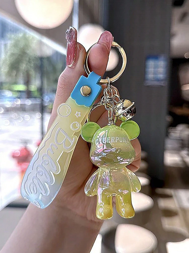 Creative Personality Gradient Colored Teddy Bear Key Chain Korean Version Bag Pendant Accessory image 4