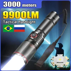 9900LM Military Tactical Flashlights Powerful Long Range Torch Rechargeable Tactical Lantern Hunting Self Defense Led Flashlight