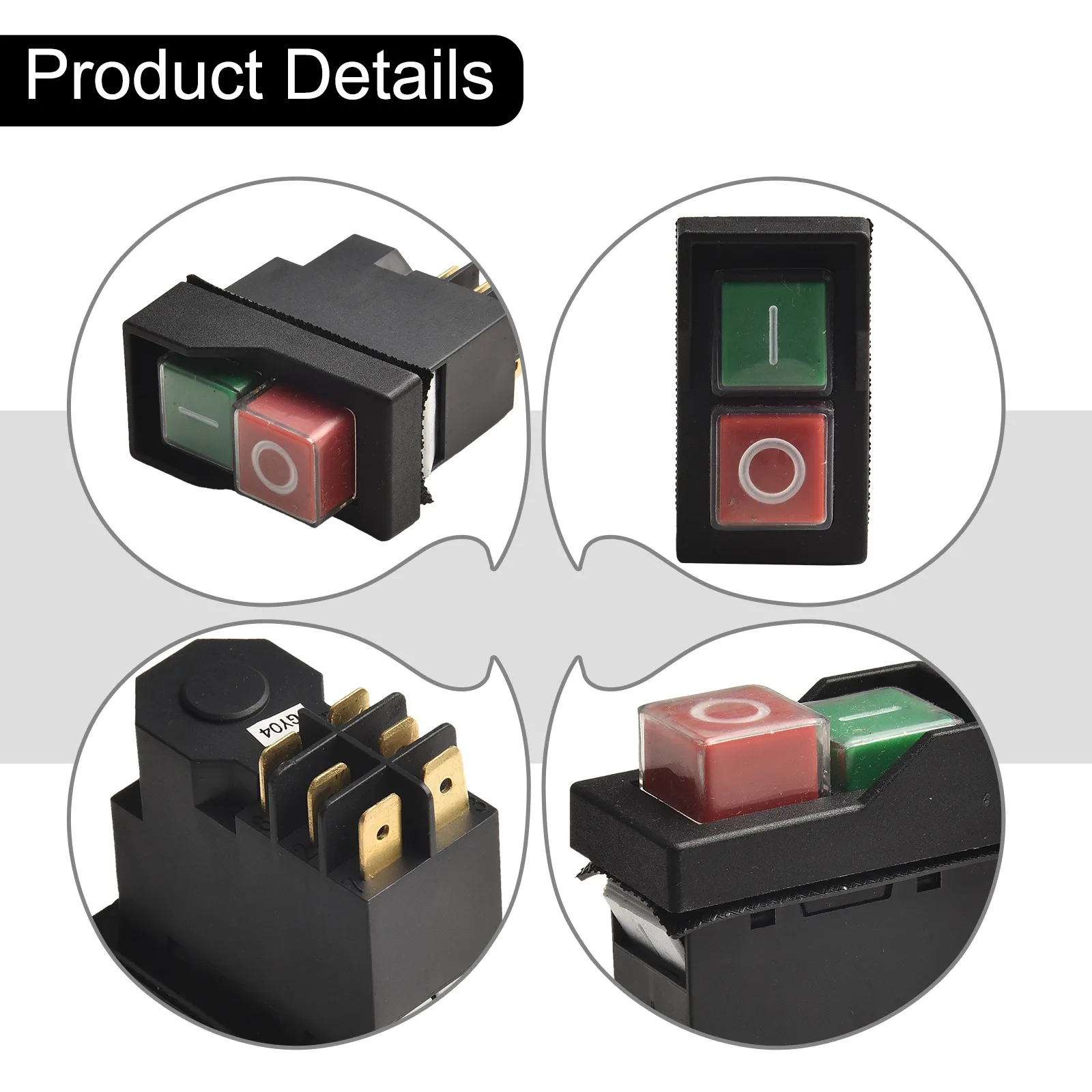 127V Pushbutton KJD17 Switch Compact Size Easy Installation High-quality Materials IP55 Protection Color Black