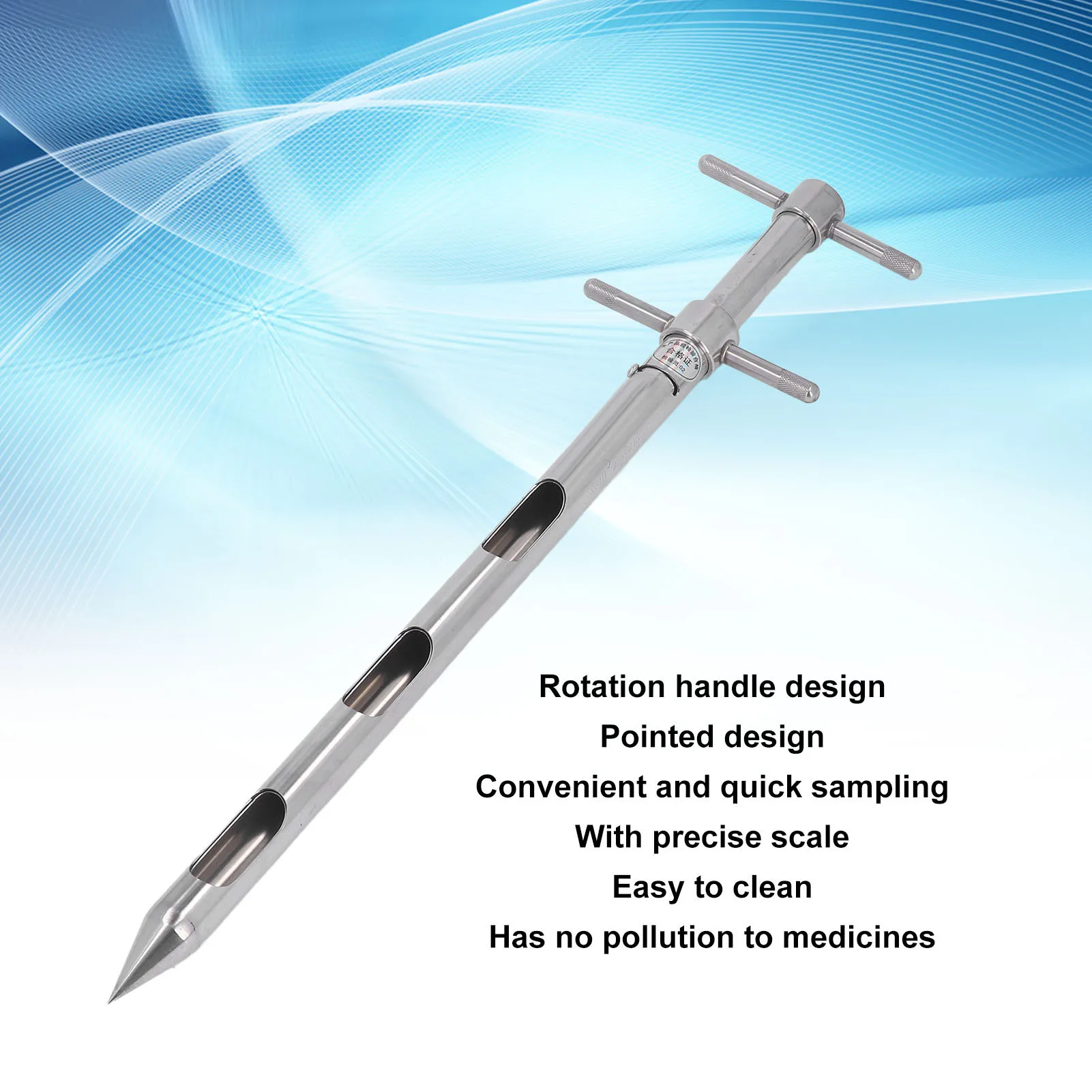 

Soil Probe 0.54m 304 Stainless Steel Rotation Handle Pointed Design Soil Sampler Probe with Scale Soil Sampling Tube