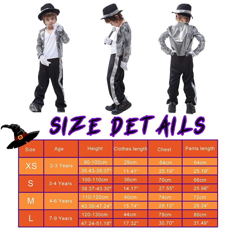 Halloween Kids Children Singer Dancer Cosplay Costumes Carnival Stage Performance Top Pants Hat Gloves Suit