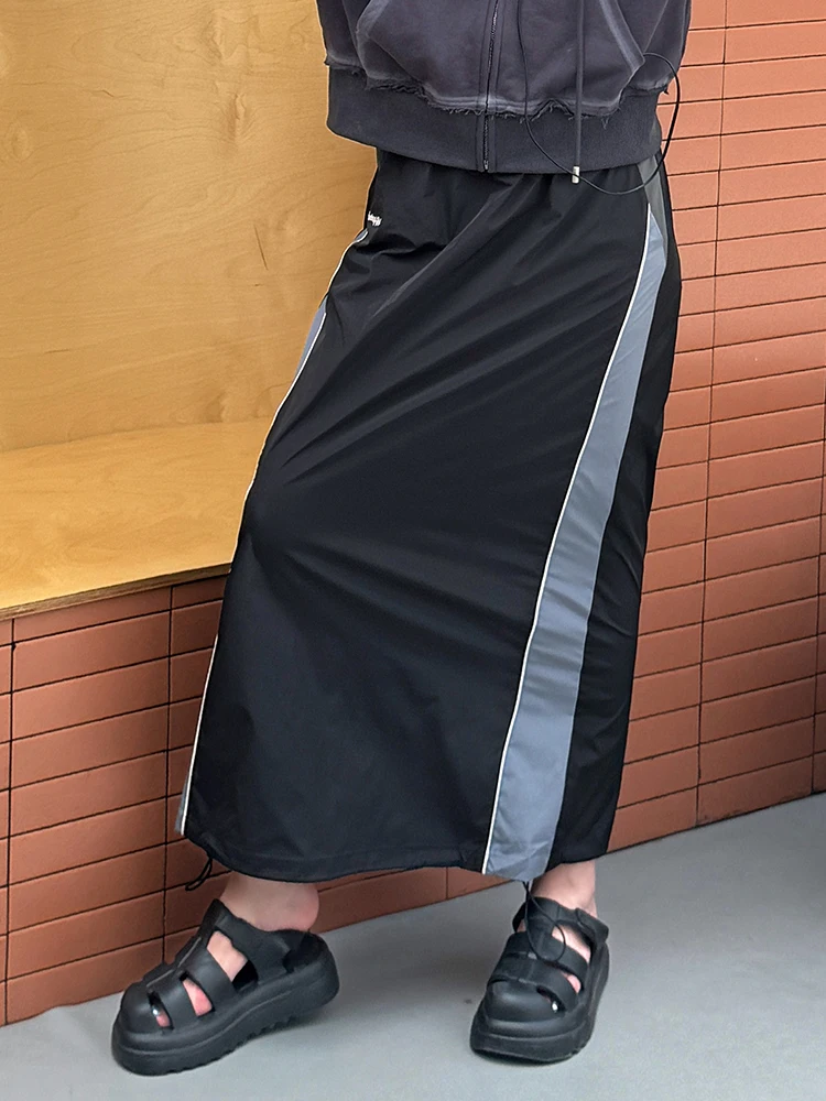 

Юбка-миди BETTERSAY Spor Workwear А-силуэта с высокой талией, плиссированная, с вышивкой, в стиле колор-блок, с эффектом похудения, на шнурке