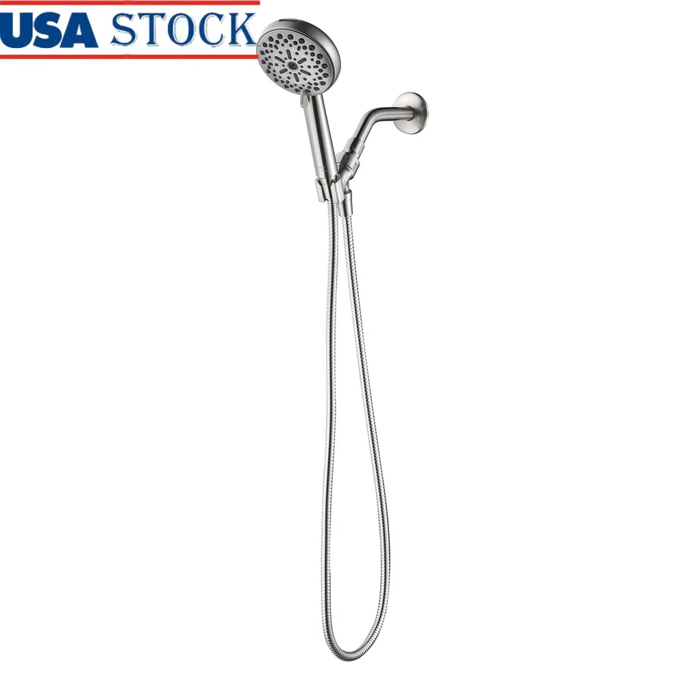 

8-функциональная ручная насадка для душа с силовым распылением, очищающая струя, шланг с регулируемым углом, свободный изгиб, простая установка, отделка из атласного никеля