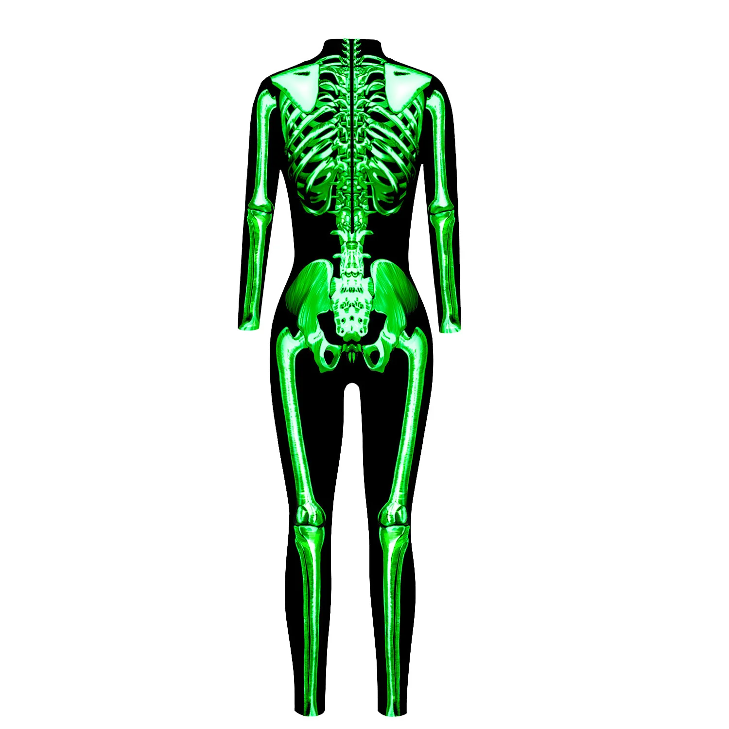 Festtags-Karnevalskostüm Skelett-Bedruckte Bodysuits für Frauen Bunte Halloween-Cosplay-Jumpsuits Zentai-Catsuit – Detail 20