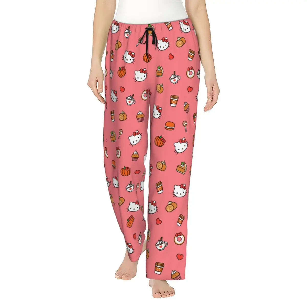 Women Sanrio Hello Kitty Lounge Pants Comfy Pajama Sleep Bottoms With Pockets