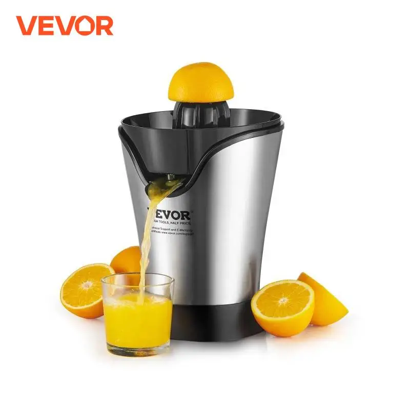 VEVOR pembuat jus jeruk elektrik, pembuat jus jeruk dengan satu Juicing kerucut 100W Filter baja tahan karat