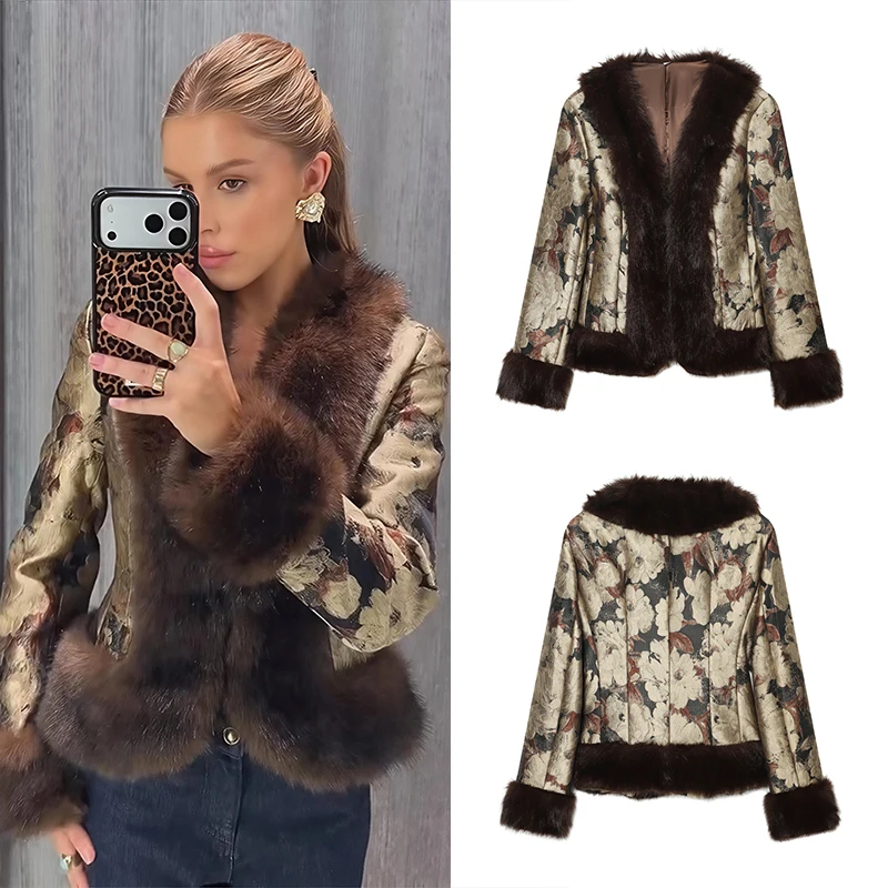 Guobioziy Women's Slim Fit Faux Fur Jacket 2026 Autumn/Winter New European Casual Fashion Tassel Classic Pock High Street Style