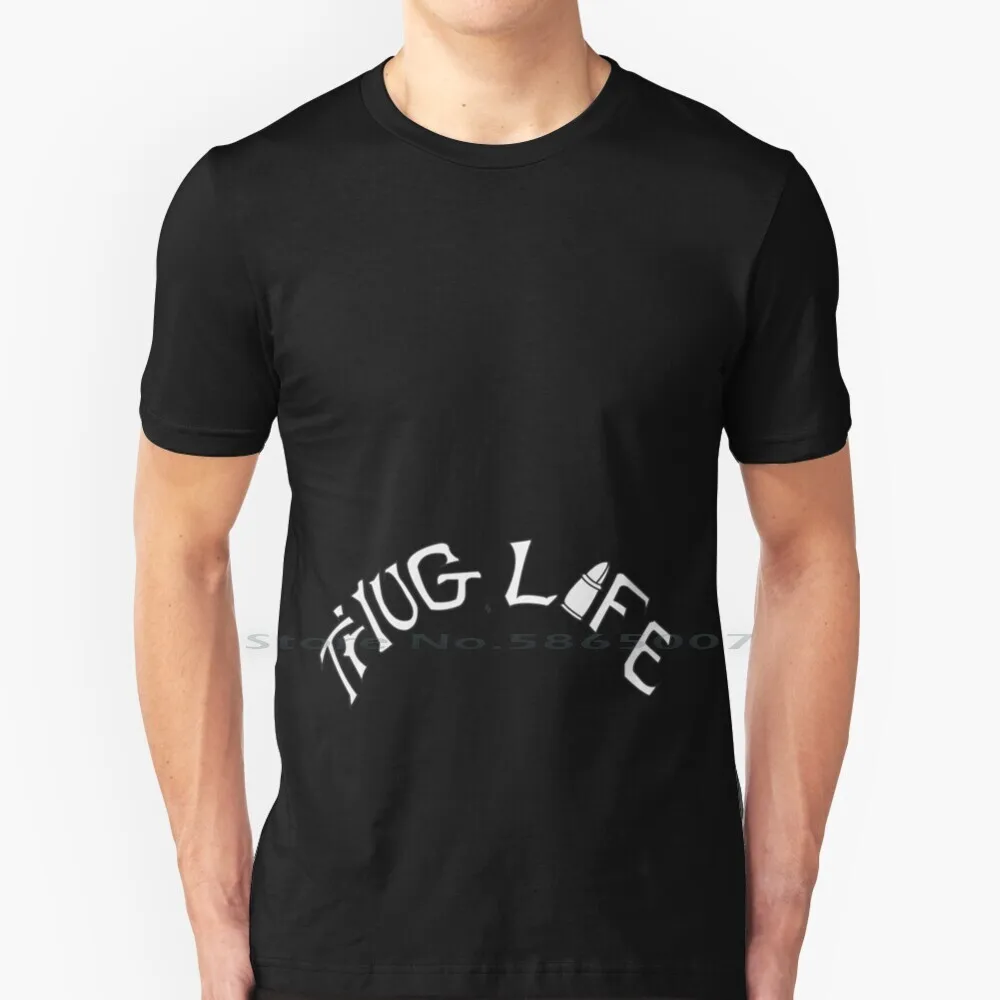 Thug Life Tattoo T Shirt 100% Cotton 2pac Thug Life Tattoo Legend Makaveli Quote Westcoast Westside Oldschool Rap Bullet