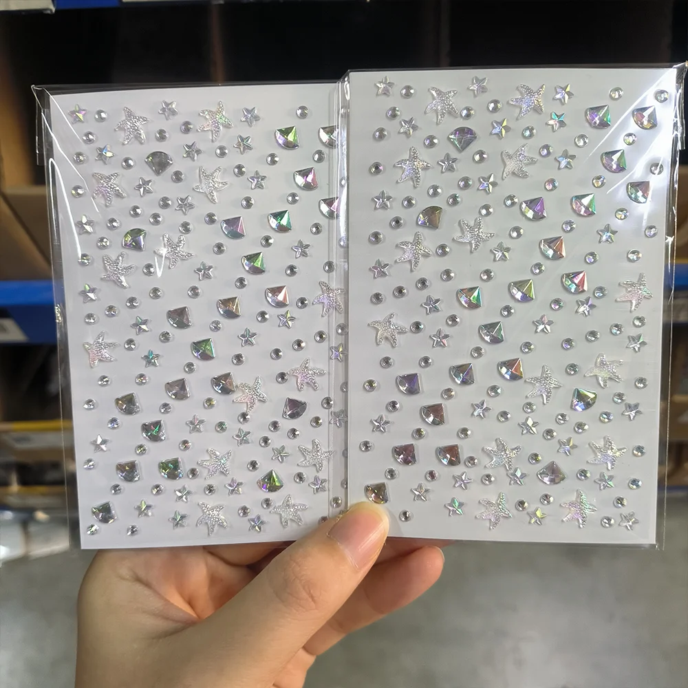

1 лист Аврора, морская звезда, звезды, драгоценные камни, наклейка со стразами для лица, самоклеящиеся наклейки с кристаллами и бриллиантами, сделай сам, макияж для глаз, драгоценности, декор