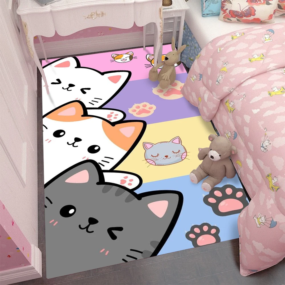 Cartoon Bunte Kätzchen Teppich Wohnzimmer Dekor kinder Kriechende Matte Fußmatte Wohnzimmer Bereich Teppich Spiele Waschraum Boden Matte