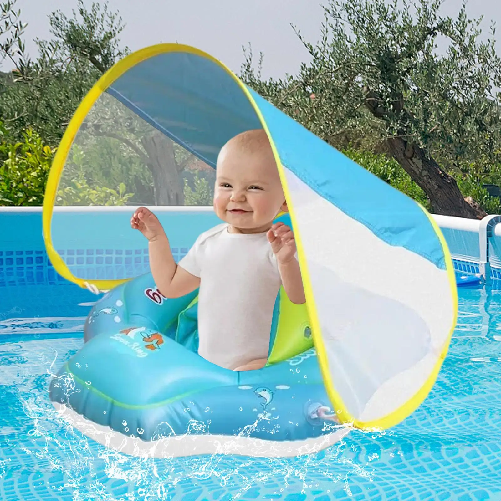 

Baby Swimming Float Adjustable Safety Seat Safety Seat Inflatable Toy Game Anti Slip For Toddler 3-36 Months Kids Water Beach