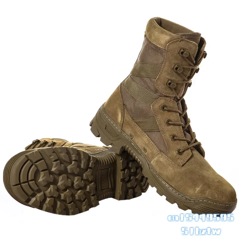 1000D Nylon Waterproof Trekking Hiking Shoes Men Military Tactical Combat Boots Layer Split-grain Leather Airsoft Gear