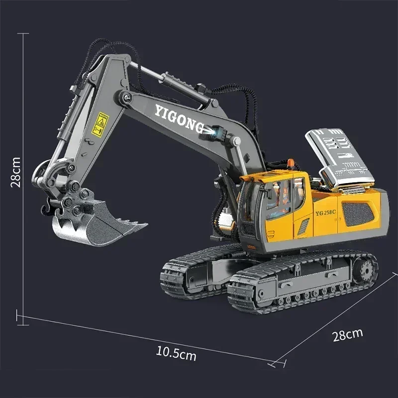 Excavadora RC de juguete, Control inalámbrico de 2,4G, escala 1:20, Buggy de aleación de 11 canales para niños, juguetes RC de 7 a 14 años, regalo de Navidad