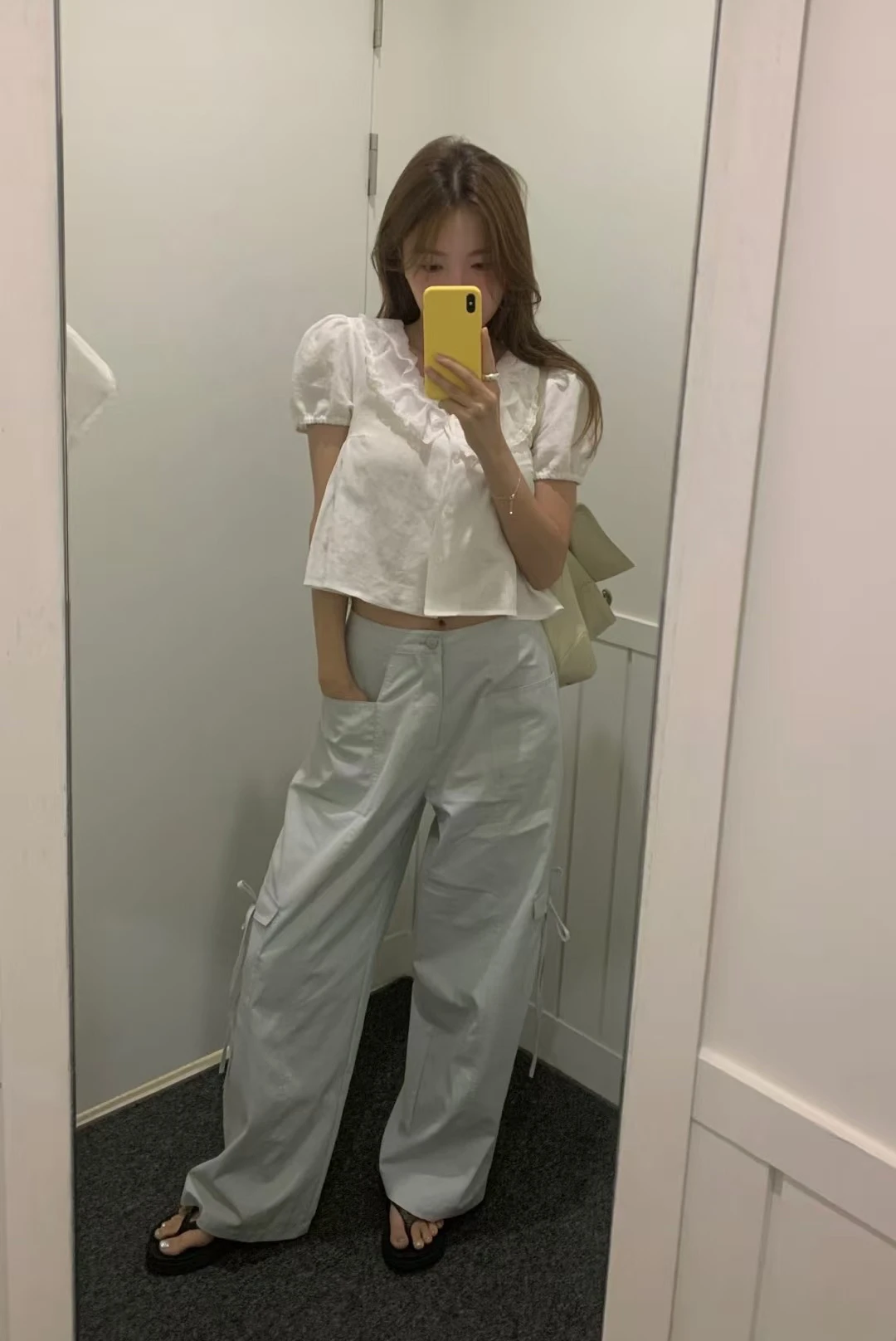 صيف جديد Sle رقيقة عقدة فضفاضة عمال السراويل عارضة l الخصر سستة إغلاق مزيج القطن مريح صالح #3